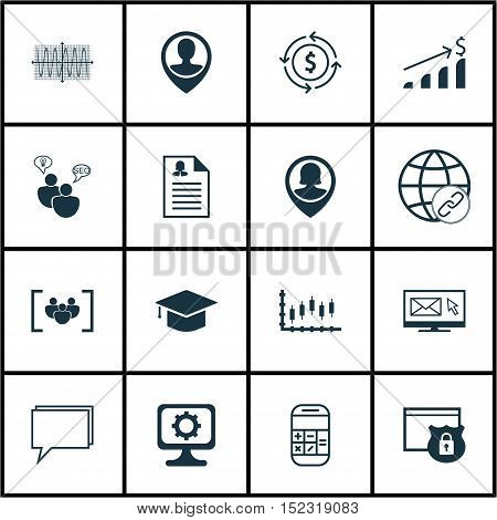 Set Of 16 Universal Editable Icons For Airport, Education And Advertising Topics. Includes Icons Suc