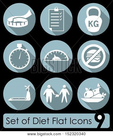 Set of diet flat icons for Web and Mobile Applications