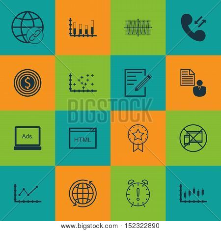 Set Of 16 Universal Editable Icons For Human Resources, Marketing And Statistics Topics. Includes Ic