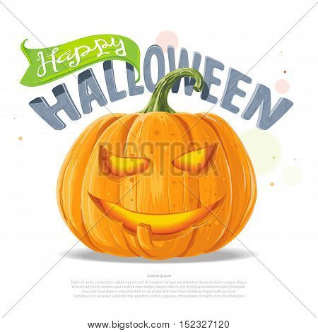 Happy Halloween background pumpkin lantern, vector banner