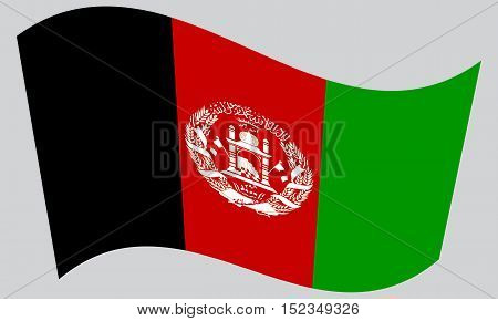 Afghan national official flag. Patriotic symbol banner element background. Correct colors. Flag of Afghanistan waving on gray background vector