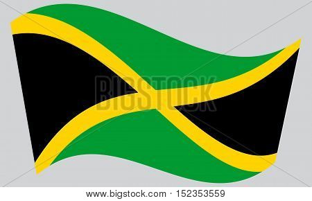 Jamaican national official flag. Patriotic symbol banner element background. Correct colors. Flag of Jamaica waving on gray background vector