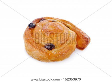 cinnamon risin bun roll swirl on white background