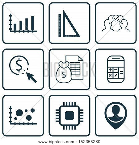 Set Of 9 Universal Editable Icons For Seo, Airport And Computer Hardware Topics. Includes Icons Such