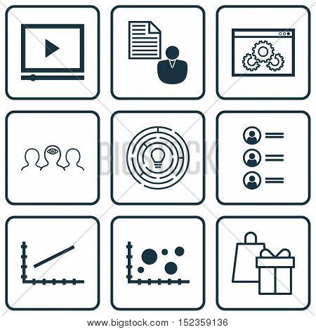 Set Of 9 Universal Editable Icons For Project Management, Advertising And Marketing Topics. Includes