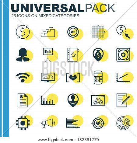 Set Of 25 Universal Editable Icons For Project Management, Human Resources And Airport Topics. Inclu