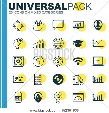 Set Of 25 Universal Editable Icons For Human Resources, Education And Travel Topics. Includes Icons
