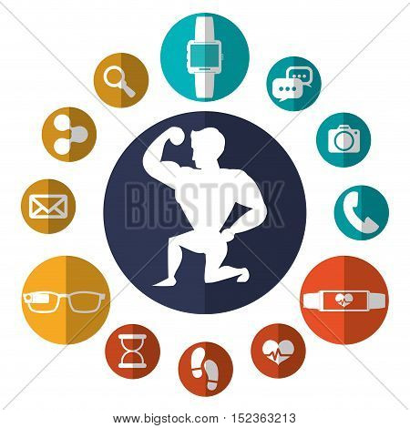 fitness app technology icons vector illustration design