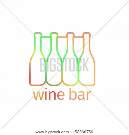 Logo design for wine bar with bottles, isolated wector