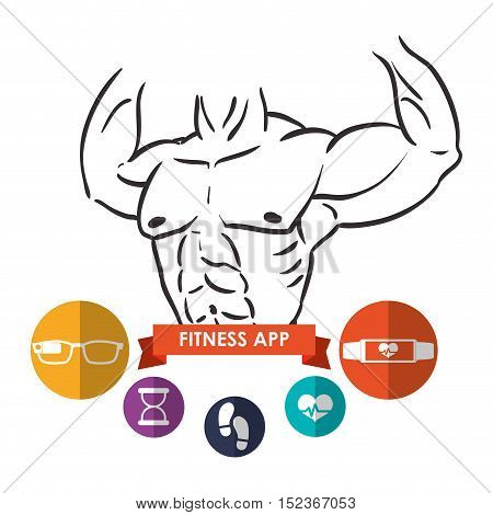 fitness app technology icons vector illustration design