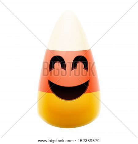 Realistic Candy Corn Illustration. Halloween Candy Corn Icon Character. Isolated on White Background.