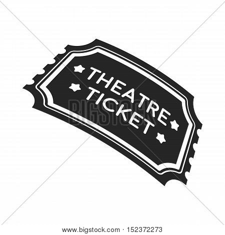 Theatre ticket icon in  black style isolated on white background. Theater symbol vector illustration