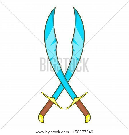 Crossed scimitars icon. Cartoon illustration of turkish scimitar vector icon for web design