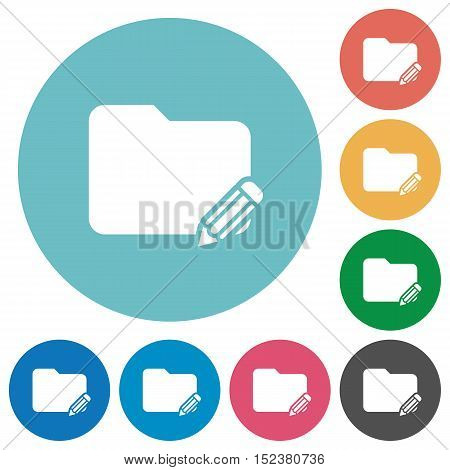 Flat edit folder icon set on round color background.