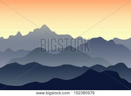 Beautiful mountains landscape. Seamless background. Vector illustration.