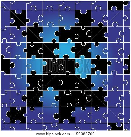 Vector seamless puzzle - origninal blue background