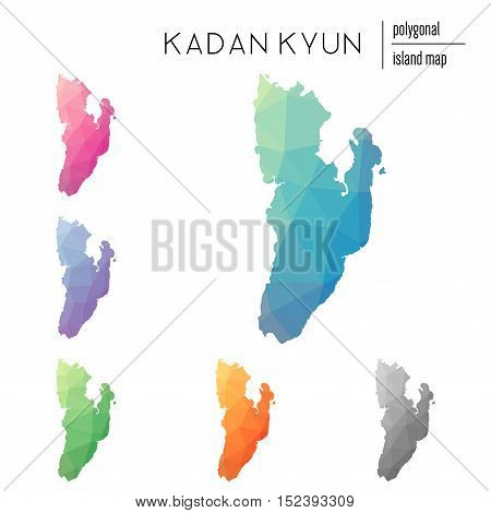 Set Of Vector Polygonal Kadan Kyun Maps Filled With Bright Gradient Of Low Poly Art. Multicolored Is