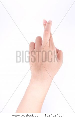 finger hand symbols isolated concept Cross and lie conceptual fake on white background