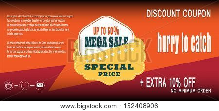 Discount coupon for sale promotion with badge vector illustration.