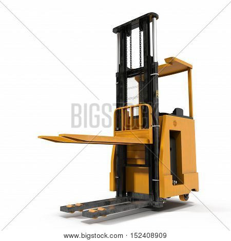 Modern forklift truck isolated on white background. 3D illustration