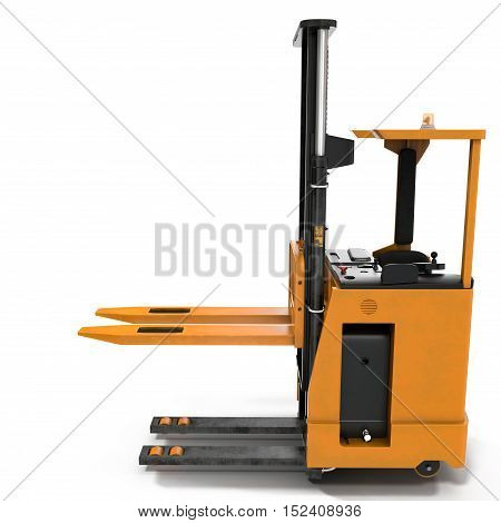 Side view of yellow Rider Stacker on white background. 3D illustration