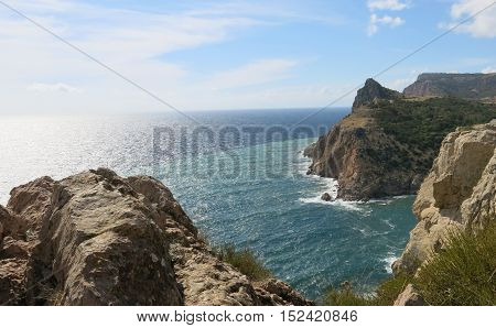 Rocks on the shore of the black sea