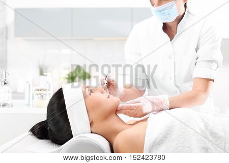 Beautiful neckline, microdermabrasion.
Relaxed woman during a microdermabrasion treatment in beauty salon