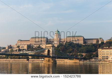 Danube river - panorama. Danube in Budapest Hungary. View of the Danube in Budapest.
