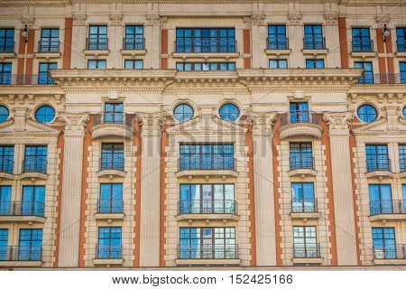 Fasade of the old house in Moscow Russia