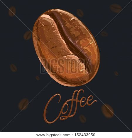 Coffee bean in a realistic style vector illustration