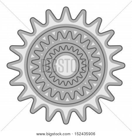 Sprocket for bicycle icon. Gray monochrome illustration of sprocket for bicycle vector icon for web