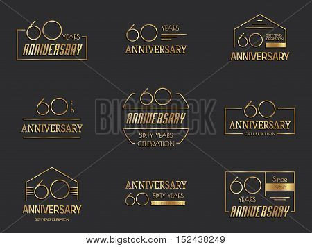 Sixty years anniversary celebration logotype. 60th anniversary logo collection.