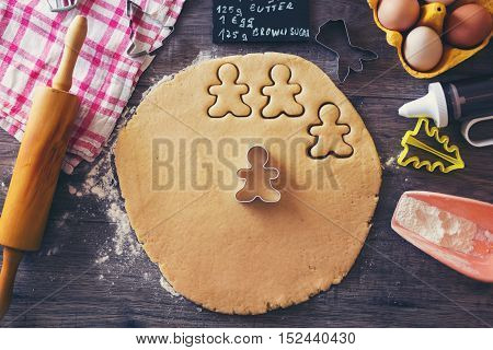 Preparation of gingerbread cookies.Ingredients necessary to make gingerbread pastry