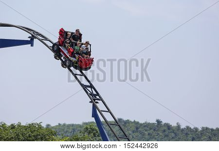 One Happy Family Riding Roller Coaster At Legoland Malaysia