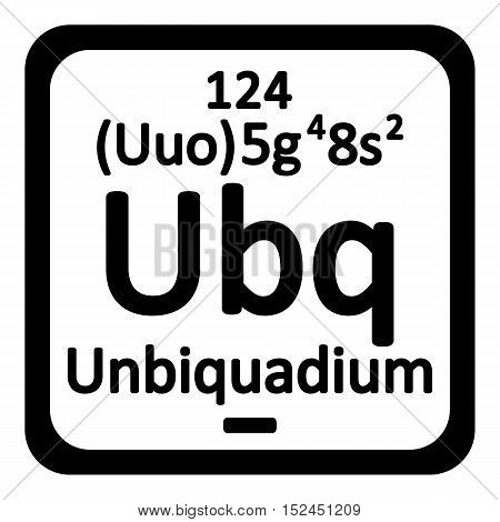 Periodic table element unbinilium icon on white background. Vector illustration.