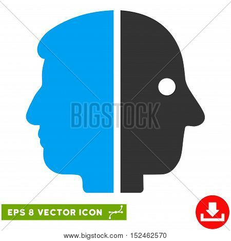 Dual Face EPS vector icon. Illustration style is flat iconic bicolor blue and gray symbol on white background.