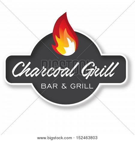 Grill Design Element Logotype, Label, Badge. Fire flame vector illustration.