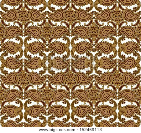 Abstract arabic floral tile ornament. Flower petal seamless pattern. Linear flourish oriental texture. Floral leaves background