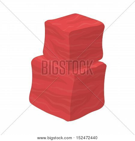 Diced beef icon in cartoon style isolated on white background. Meats symbol vector illustration