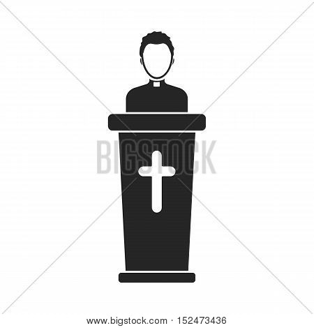 Priest icon in black style isolated on white background. Religion symbol vector illustration.