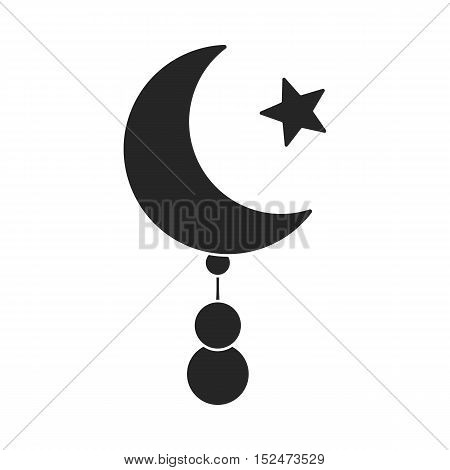 Crescent and Star icon in black style isolated on white background. Religion symbol vector illustration.
