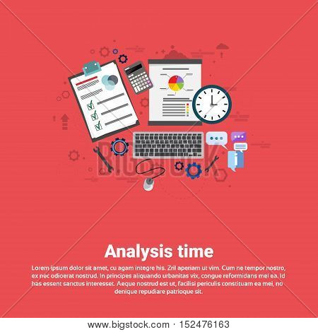 Financial Analysis Time Management Scheduling Business Web Banner Flat Vector illustration