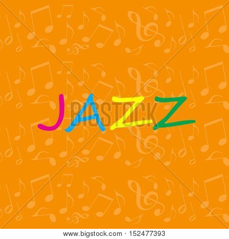 Jazz music illustration with notes on orange background