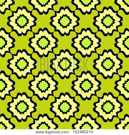 Floral orietal pattern. geometric flowers of rhombus shape seeamless checkered ornament. Line floral arabic texture