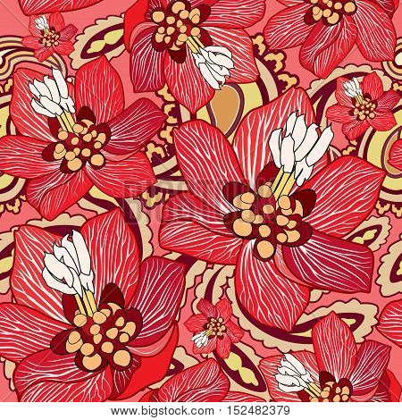 Floral pattern. seamless background with flower garden ornamnetal texture