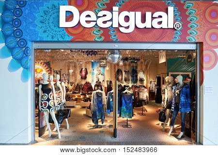 BARCELONA, SPAIN - CIRCA NOVEMBER, 2015: Desigual store at Barcelona Airport. Desigual is a clothing brand headquartered in Barcelona, Catalonia, Spain.