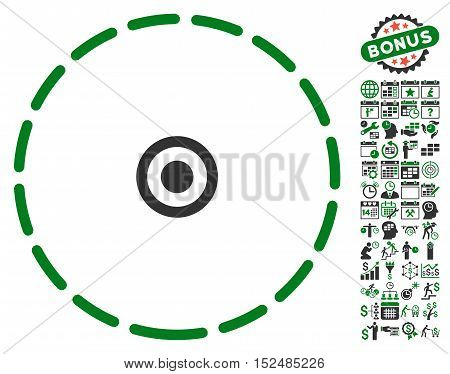Round Area pictograph with bonus calendar and time service pictograph collection. Vector illustration style is flat iconic symbols, green and gray colors, white background.