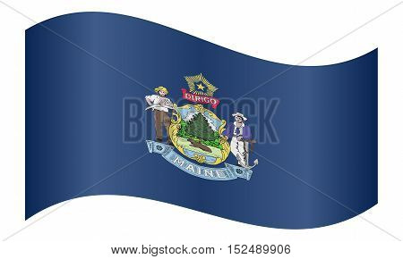 Mainer official flag symbol. American patriotic element. USA banner. United States of America background. Flag of the US state of Maine waving on white background vector