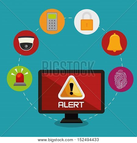 laptop alert bug lock password bell vector illustration eps 10