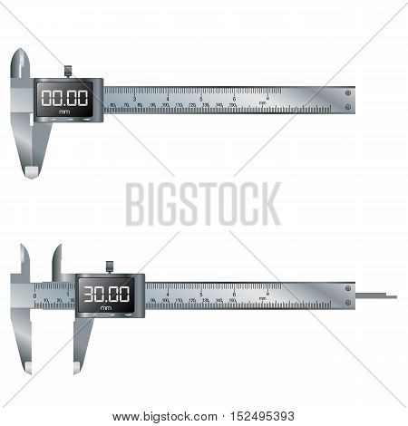 Vernier caliper digital. Construction object tool isolated on white background.